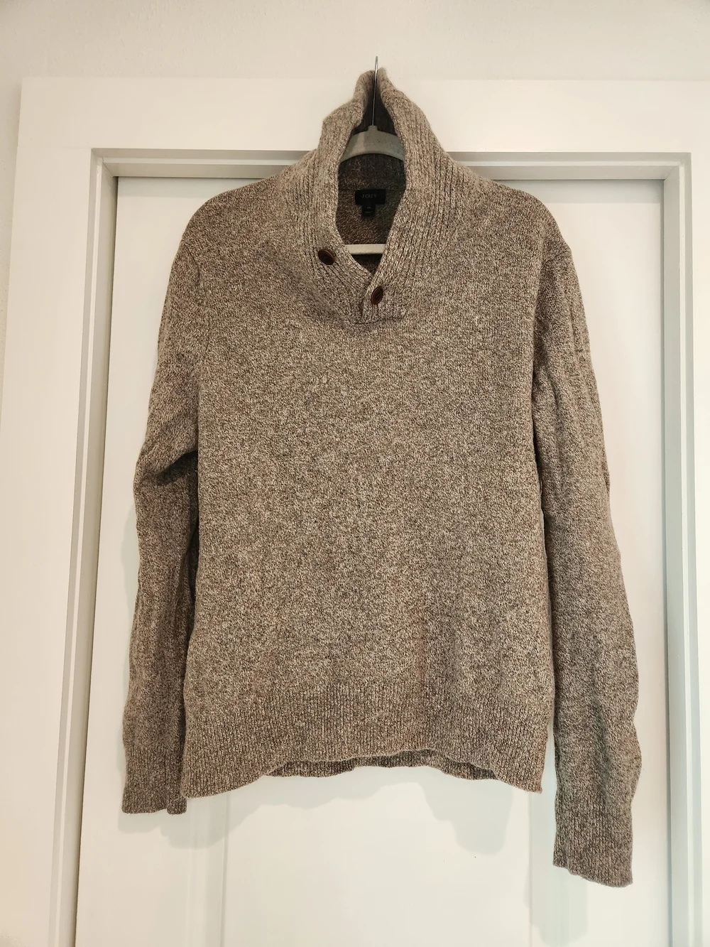 J.Crew 100% Wool Shawl Collar Knit Sweater - Brown Heather